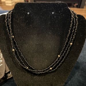 Silpada Multi Strand black Glass and sterling beaded necklace!